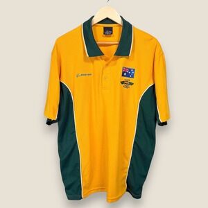 Australia Rugby Polo Shirt Men XL Yellow Green eing IACE Flag Team Wear Podium